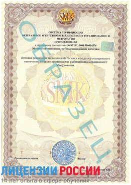 Образец сертификата соответствия (приложение) Веселый Сертификат ISO 13485